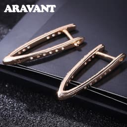 Aravant 925 Silver 18K Gold Cubic Zirconia Hoop Earrings For Women Fashion Jewelry