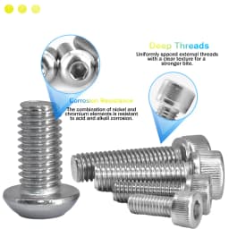 5-55pcs 304 Round Stainless Steel ISO7380 Allen Bolt DIN912 Hexagon Hex Socket Head Cap Screw M2 M2.5 M3 M4 M5 M6 M8 L=4-55mm