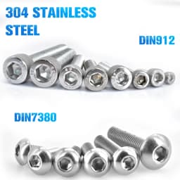 5-55pcs 304 Round Stainless Steel ISO7380 Allen Bolt DIN912 Hexagon Hex Socket Head Cap Screw M2 M2.5 M3 M4 M5 M6 M8 L=4-55mm