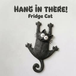 Creative & Cute Magnetic Cat Refrigerator Magnet — "Hang in There, Fridge Cat"