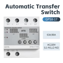 GEYA 63A 220V Automatic Transfer Switch ATS Adjustable Over Under Voltage Current Protector Dual Power Conversion Monitor Relay