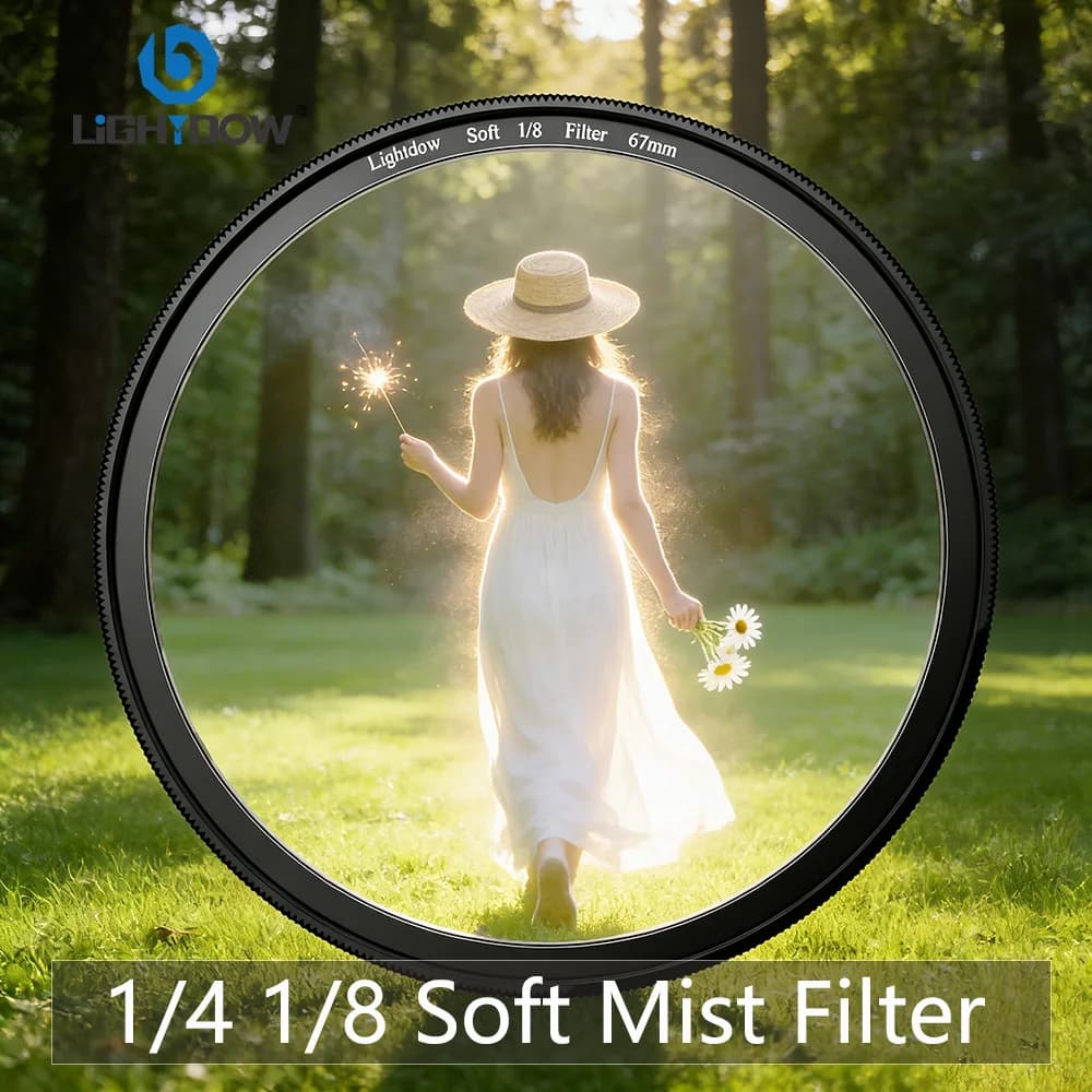 Lightdow White Soft Lens Filter 1/4 1/8 Fit 52 55 58 62 67 72 77 82mm Soft Filter White Mist Soft Focus Dreamy Cinematic Effect