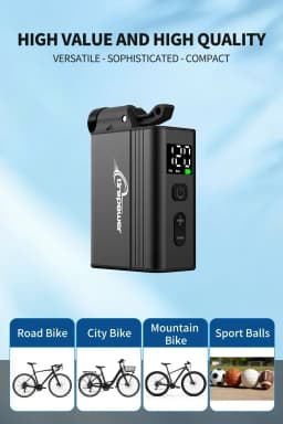 Mini Portable Electric Air Pump Bike Tire Inflator 120PSI with Screen Fast Charging with Presta Schrader Dunlop & Clik Valves