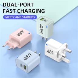 65W GaN USB C Charger 3 Ports Fast Charging Mobile Phone Adapter QC3.0 Wall for iPhone 16 17 Samsung Xiaomi Huawei EU US UK Plug
