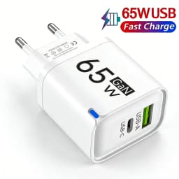 65W GaN USB C Charger 3 Ports Fast Charging Mobile Phone Adapter QC3.0 Wall for iPhone 16 17 Samsung Xiaomi Huawei EU US UK Plug