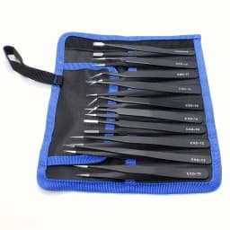 Anti-Static Stainless Steel Tweezers Set, Precision Industrial Tweezers for Electronics Repair, Model Making & Home Use