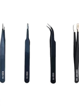 Anti-Static Stainless Steel Tweezers Set, Precision Industrial Tweezers for Electronics Repair, Model Making & Home Use