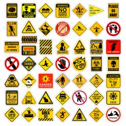Fun Creative Warning Stickers DIY Toys Waterproof Vinyl Decal for Scrapbook Junk Journals Laptop Phone Bottles Luggage Decor