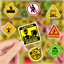 Fun Creative Warning Stickers DIY Toys Waterproof Vinyl Decal for Scrapbook Junk Journals Laptop Phone Bottles Luggage Decor