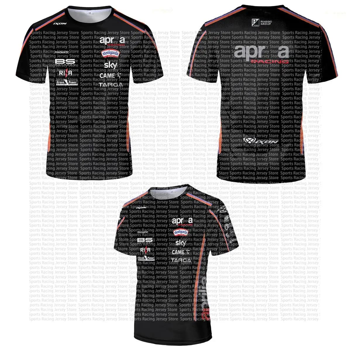 Men's Black Racing Style 3d Print T-shirt Short Sleeve Crew Neck Sports Team Inspired Tee Casual Motorcycle Fan Shirt For Summer