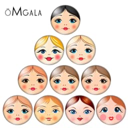 матрёшка matryoshka Russian 10pcs mixed 12mm/18mm/20mm/25mm Round photo glass cabochon demo flat back Making findings