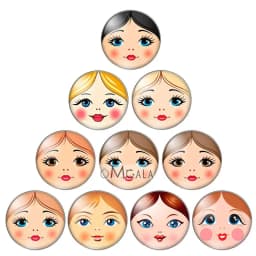 матрёшка matryoshka Russian 10pcs mixed 12mm/18mm/20mm/25mm Round photo glass cabochon demo flat back Making findings