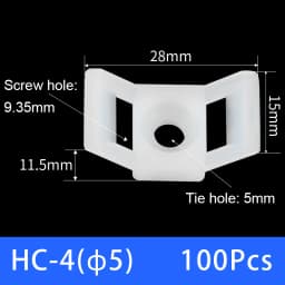 100Pcs Cable Tie Saddle Type Plastic Mount Base Wire Holder Fixing Seat USB Charging Data Line Winder Nylon HC-1/2/3/4/5 STM