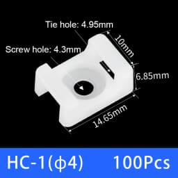 100Pcs Cable Tie Saddle Type Plastic Mount Base Wire Holder Fixing Seat USB Charging Data Line Winder Nylon HC-1/2/3/4/5 STM