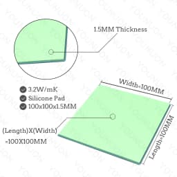 2 Pieces 100x100mm Thermal Pad 0.5mm/1mm/1.5mm/2mm/2.5mm/3mm/4mm/5mm Thickness GPU CPU Heatsink Cooling Conductive Silicone Pad