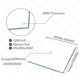 2 Pieces 100x100mm Thermal Pad 0.5mm/1mm/1.5mm/2mm/2.5mm/3mm/4mm/5mm Thickness GPU CPU Heatsink Cooling Conductive Silicone Pad