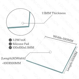 2 Pieces 100x100mm Thermal Pad 0.5mm/1mm/1.5mm/2mm/2.5mm/3mm/4mm/5mm Thickness GPU CPU Heatsink Cooling Conductive Silicone Pad