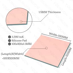 2 Pieces 100x100mm Thermal Pad 0.5mm/1mm/1.5mm/2mm/2.5mm/3mm/4mm/5mm Thickness GPU CPU Heatsink Cooling Conductive Silicone Pad