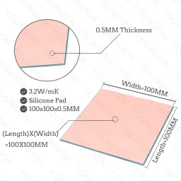 2 Pieces 100x100mm Thermal Pad 0.5mm/1mm/1.5mm/2mm/2.5mm/3mm/4mm/5mm Thickness GPU CPU Heatsink Cooling Conductive Silicone Pad