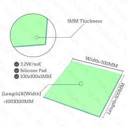 2 Pieces 100x100mm Thermal Pad 0.5mm/1mm/1.5mm/2mm/2.5mm/3mm/4mm/5mm Thickness GPU CPU Heatsink Cooling Conductive Silicone Pad