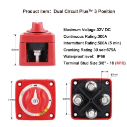 2 3 4 Position Battery Mass Switch Cutter Single Dual For RV Boat Power Control Panel 12-48V 100-300A Isolator Disconnect Rotary