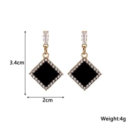 Black Hanging Long Earrings for Women Triangle Square Statement Drop Earrings 2025 Boucle Oreille Femme Fashion Jewelry