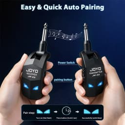 JOYO JW-03 Wireless Guitar System 2.4GHz Rechargeable Transmitter & Receiver 4 Channel Low Latency for Electric Guitar Bass Amp