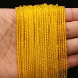 Round Beads Section 2mm Natural Semi-Precious Stone Spinel Yellow Loose Bead for Women Jewelry Making DIY Bracelet Necklace 38cm
