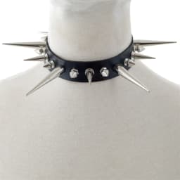 Long Spike Choker Punk Faux Leather Collar For Women Men Cool Big Rivets Studded Chocker Goth Style Necklace Accessories