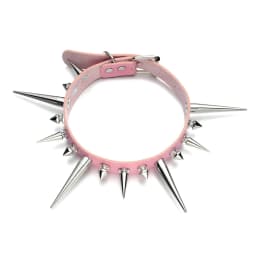 Long Spike Choker Punk Faux Leather Collar For Women Men Cool Big Rivets Studded Chocker Goth Style Necklace Accessories