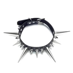 Long Spike Choker Punk Faux Leather Collar For Women Men Cool Big Rivets Studded Chocker Goth Style Necklace Accessories