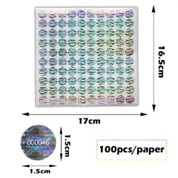 Silver Circular Holographic Sticker Warranty Void Seals Adhesive Labels with Serial Number High Security Laser Stickers 1.5cm