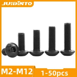 JUIDINTO 1-50pcs Allen Round Screw Bolt 12.9 Grade M2 M2.5 M3 M4 M5 M6 M8 M10 Hex Hexagon Socket Button Head Screw for MTB