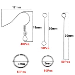100/220/300pcs Earrings Set Earring Hooks Open Jump Rings Ear Plug Connects For DIY Jewelry Making Findings Supplies Accessories
