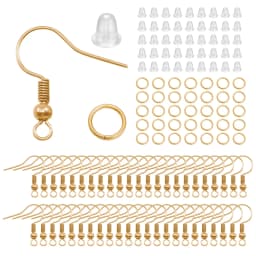 100/220/300pcs Earrings Set Earring Hooks Open Jump Rings Ear Plug Connects For DIY Jewelry Making Findings Supplies Accessories