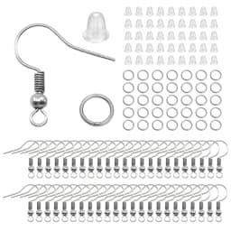 100/220/300pcs Earrings Set Earring Hooks Open Jump Rings Ear Plug Connects For DIY Jewelry Making Findings Supplies Accessories