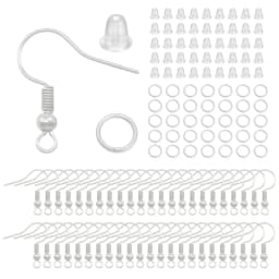 100/220/300pcs Earrings Set Earring Hooks Open Jump Rings Ear Plug Connects For DIY Jewelry Making Findings Supplies Accessories