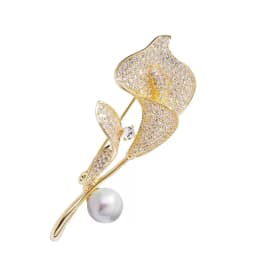 Advanced Luxury 2023 New Tulip Flower brooch Elegant Design Sense Rose White Stone Jewelry