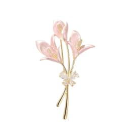Advanced Luxury 2023 New Tulip Flower brooch Elegant Design Sense Rose White Stone Jewelry