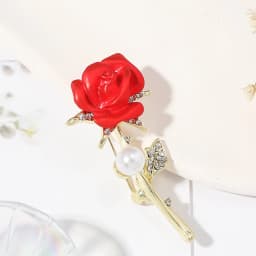 Advanced Luxury 2023 New Tulip Flower brooch Elegant Design Sense Rose White Stone Jewelry