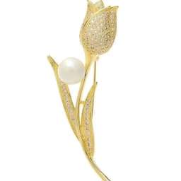 Advanced Luxury 2023 New Tulip Flower brooch Elegant Design Sense Rose White Stone Jewelry