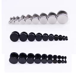 Punk Black Round Stud Earrings For Women Men Boy Minimalism Fashion Stainless Steel Ear Jewelry Earrings Wholesale Size 4mm-14mm