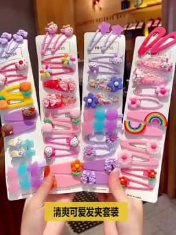 12PCS/Set New Girls Cute Colorful Cartoon Flower Hairpins Children Kids Lovely Hair Clips Barrettes Fashion Hair Accessories