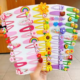12PCS/Set New Girls Cute Colorful Cartoon Flower Hairpins Children Kids Lovely Hair Clips Barrettes Fashion Hair Accessories
