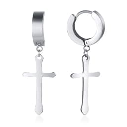 Stainless Steel Earring with Cross Charm for Guys Men's Jewelry
