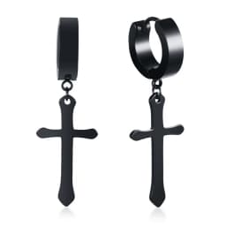 Stainless Steel Earring with Cross Charm for Guys Men's Jewelry