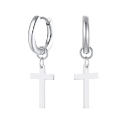 Stainless Steel Earring with Cross Charm for Guys Men's Jewelry
