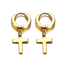 Stainless Steel Earring with Cross Charm for Guys Men's Jewelry