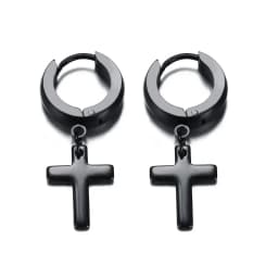 Stainless Steel Earring with Cross Charm for Guys Men's Jewelry