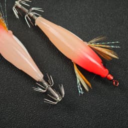 5pcs/set Horizontal Squid Jig Egi Set,Glow Squid Jig Kit,Wood Shrimp Lures,Artificial Bait for Squid, Octopus, Cuttlefish